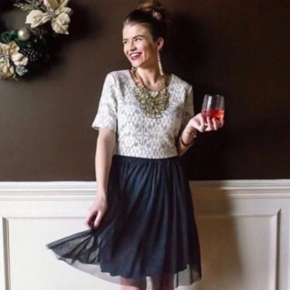 Anthropologie X Weston Charcoal Tulle Dress View 2